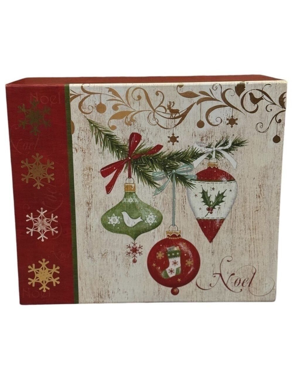 Noel Holiday Gift Box Red Bow Vintage Inspired
